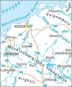 Blattschnitt der ADFC-Radtourenkarte Ostseeküste Mecklenburg